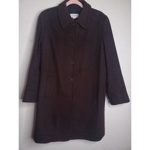 WOMEN'S CALVIN KLEIN BROWN SINGLE BREASTED PEACOAT LINED COAT SZ 14
